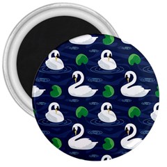 Swan Pattern Elegant Design 3  Magnets by Wegoenart