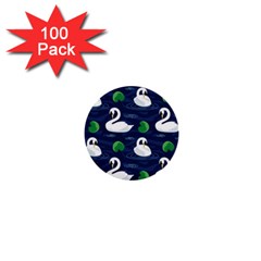 Swan Pattern Elegant Design 1  Mini Buttons (100 Pack)  by Wegoenart