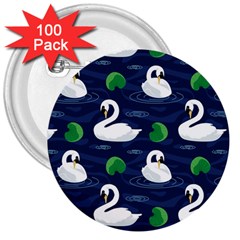 Swan Pattern Elegant Design 3  Buttons (100 Pack)  by Wegoenart