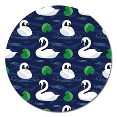 Swan Pattern Elegant Design Magnet 5  (round) by Wegoenart