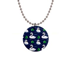 Swan Pattern Elegant Design 1  Button Necklace by Wegoenart