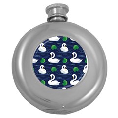 Swan Pattern Elegant Design Round Hip Flask (5 Oz) by Wegoenart