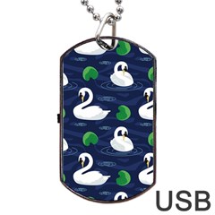 Swan Pattern Elegant Design Dog Tag Usb Flash (one Side)