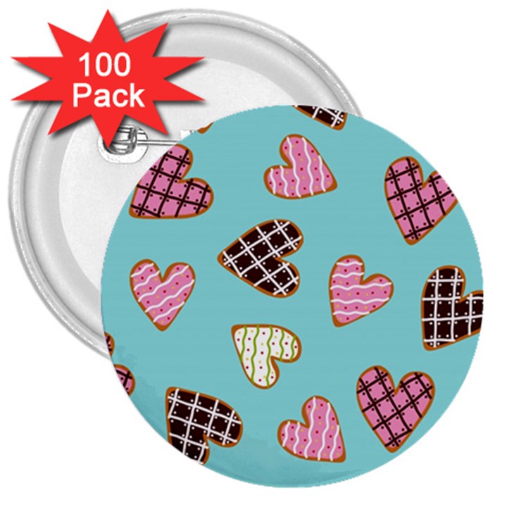 Seamless-pattern-with-heart-shaped-cookies-with-sugar-icing 3  Buttons (100 pack) 