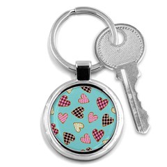 Seamless-pattern-with-heart-shaped-cookies-with-sugar-icing Key Chain (round) by Wegoenart