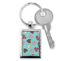 Seamless-pattern-with-heart-shaped-cookies-with-sugar-icing Key Chain (rectangle) by Wegoenart