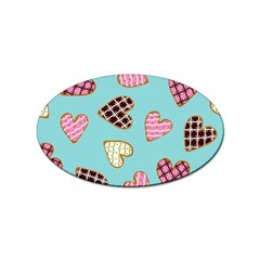 Seamless-pattern-with-heart-shaped-cookies-with-sugar-icing Sticker (oval) by Wegoenart