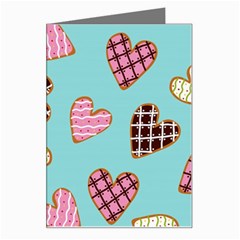 Seamless-pattern-with-heart-shaped-cookies-with-sugar-icing Greeting Card by Wegoenart