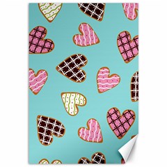 Seamless-pattern-with-heart-shaped-cookies-with-sugar-icing Canvas 12  X 18  by Wegoenart