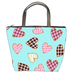 Seamless-pattern-with-heart-shaped-cookies-with-sugar-icing Bucket Bag by Wegoenart