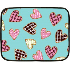 Seamless-pattern-with-heart-shaped-cookies-with-sugar-icing Double Sided Fleece Blanket (mini)  by Wegoenart