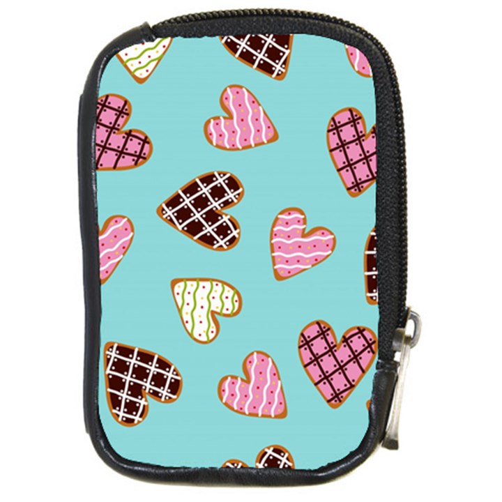 Seamless-pattern-with-heart-shaped-cookies-with-sugar-icing Compact Camera Leather Case