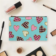 Seamless-pattern-with-heart-shaped-cookies-with-sugar-icing Cosmetic Bag (medium) by Wegoenart