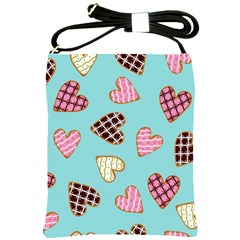 Seamless-pattern-with-heart-shaped-cookies-with-sugar-icing Shoulder Sling Bag by Wegoenart