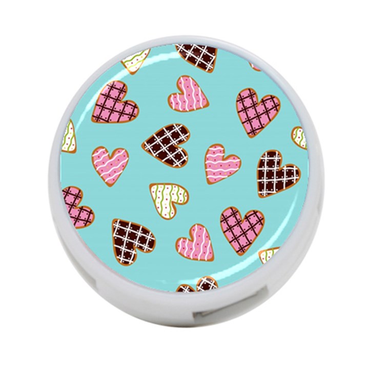 Seamless-pattern-with-heart-shaped-cookies-with-sugar-icing 4-Port USB Hub (One Side)