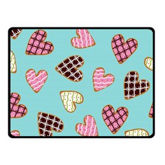 Seamless-pattern-with-heart-shaped-cookies-with-sugar-icing Double Sided Fleece Blanket (small)  by Wegoenart