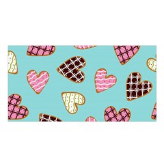 Seamless-pattern-with-heart-shaped-cookies-with-sugar-icing Satin Shawl 45  X 80  by Wegoenart