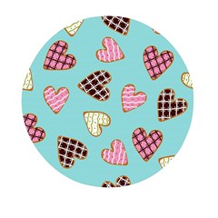 Seamless-pattern-with-heart-shaped-cookies-with-sugar-icing Mini Round Pill Box by Wegoenart