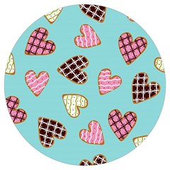 Seamless-pattern-with-heart-shaped-cookies-with-sugar-icing Round Trivet by Wegoenart