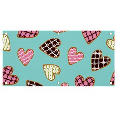 Seamless-pattern-with-heart-shaped-cookies-with-sugar-icing Banner And Sign 4  X 2  by Wegoenart