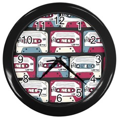 Music Symbol Rock Seamless Pattern Wall Clock (black) by Wegoenart