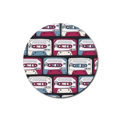 Music Symbol Rock Seamless Pattern Rubber Coaster (round) by Wegoenart