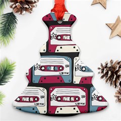 Music Symbol Rock Seamless Pattern Christmas Tree Ornament (two Sides) by Wegoenart