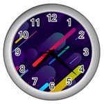 Colorful-abstract-background Wall Clock (Silver) Front