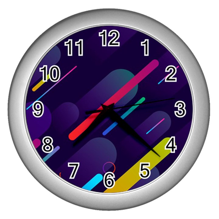 Colorful-abstract-background Wall Clock (Silver)