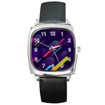 Colorful-abstract-background Square Metal Watch Front