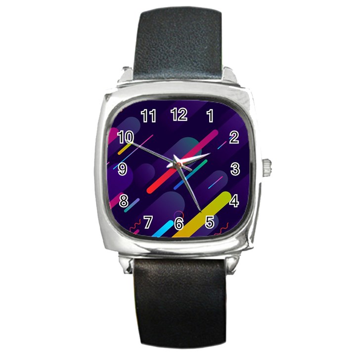 Colorful-abstract-background Square Metal Watch