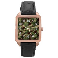 Abstract-vector-military-camouflage-background Rose Gold Leather Watch  by Wegoenart