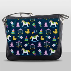 Cute Babies Toys Seamless Pattern Messenger Bag by Wegoenart