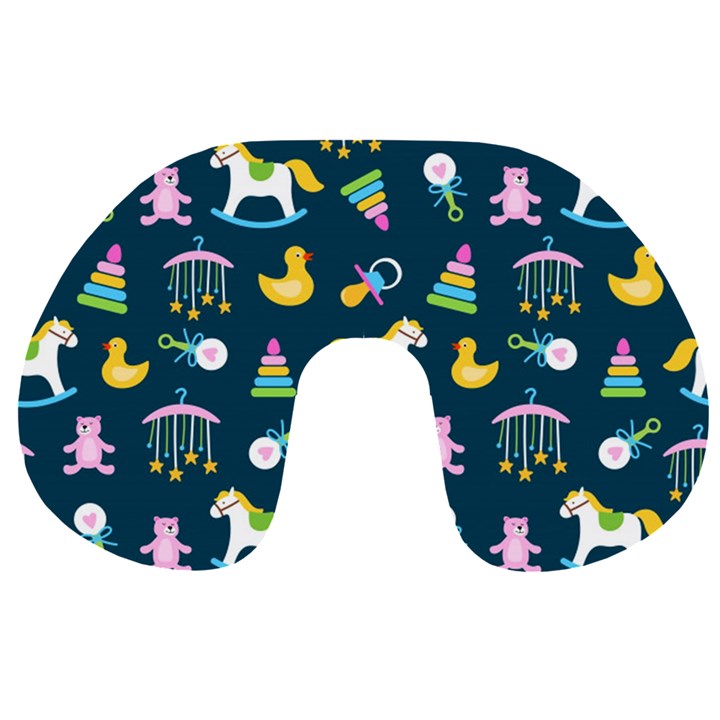 Cute babies toys seamless pattern Travel Neck Pillow