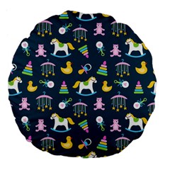 Cute Babies Toys Seamless Pattern Large 18  Premium Flano Round Cushions by Wegoenart