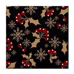 Christmas Pattern With Snowflakes-berries Tile Coaster by Wegoenart