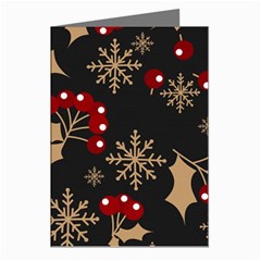 Christmas Pattern With Snowflakes-berries Greeting Cards (pkg Of 8) by Wegoenart