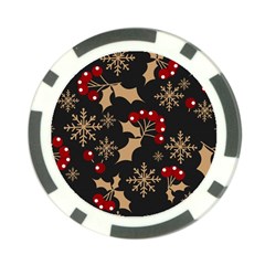 Christmas Pattern With Snowflakes-berries Poker Chip Card Guard (10 Pack) by Wegoenart