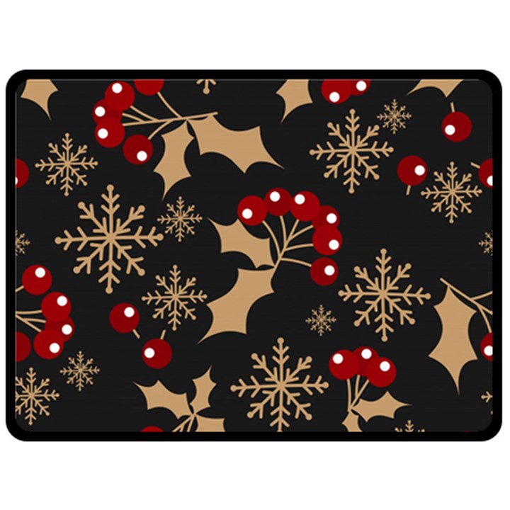 Christmas pattern with snowflakes-berries Fleece Blanket (Large) 