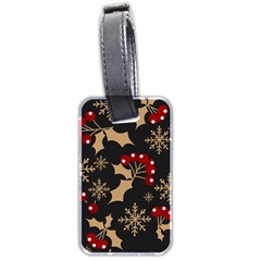 Christmas Pattern With Snowflakes-berries Luggage Tag (two Sides) by Wegoenart