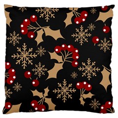 Christmas Pattern With Snowflakes-berries Large Flano Cushion Case (two Sides) by Wegoenart