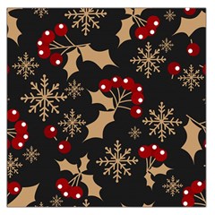 Christmas Pattern With Snowflakes-berries Square Satin Scarf (36  X 36 ) by Wegoenart