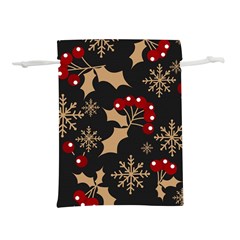 Christmas Pattern With Snowflakes-berries Lightweight Drawstring Pouch (m) by Wegoenart