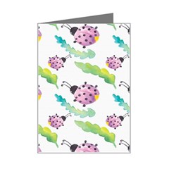 Watercolor-pattern-with-lady-bug Mini Greeting Card by Wegoenart