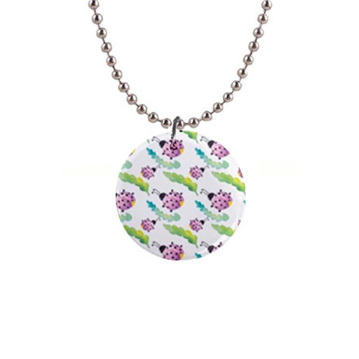 Watercolor-pattern-with-lady-bug 1  Button Necklace