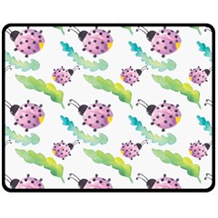 Watercolor-pattern-with-lady-bug Double Sided Fleece Blanket (medium)  by Wegoenart