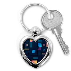 Gradient Geometric Shapes Dark Background Key Chain (heart) by Wegoenart