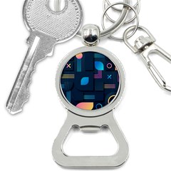 Gradient Geometric Shapes Dark Background Bottle Opener Key Chain by Wegoenart