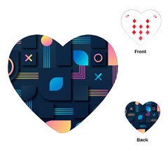 Gradient Geometric Shapes Dark Background Playing Cards Single Design (heart)