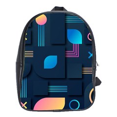 Gradient Geometric Shapes Dark Background School Bag (large) by Wegoenart